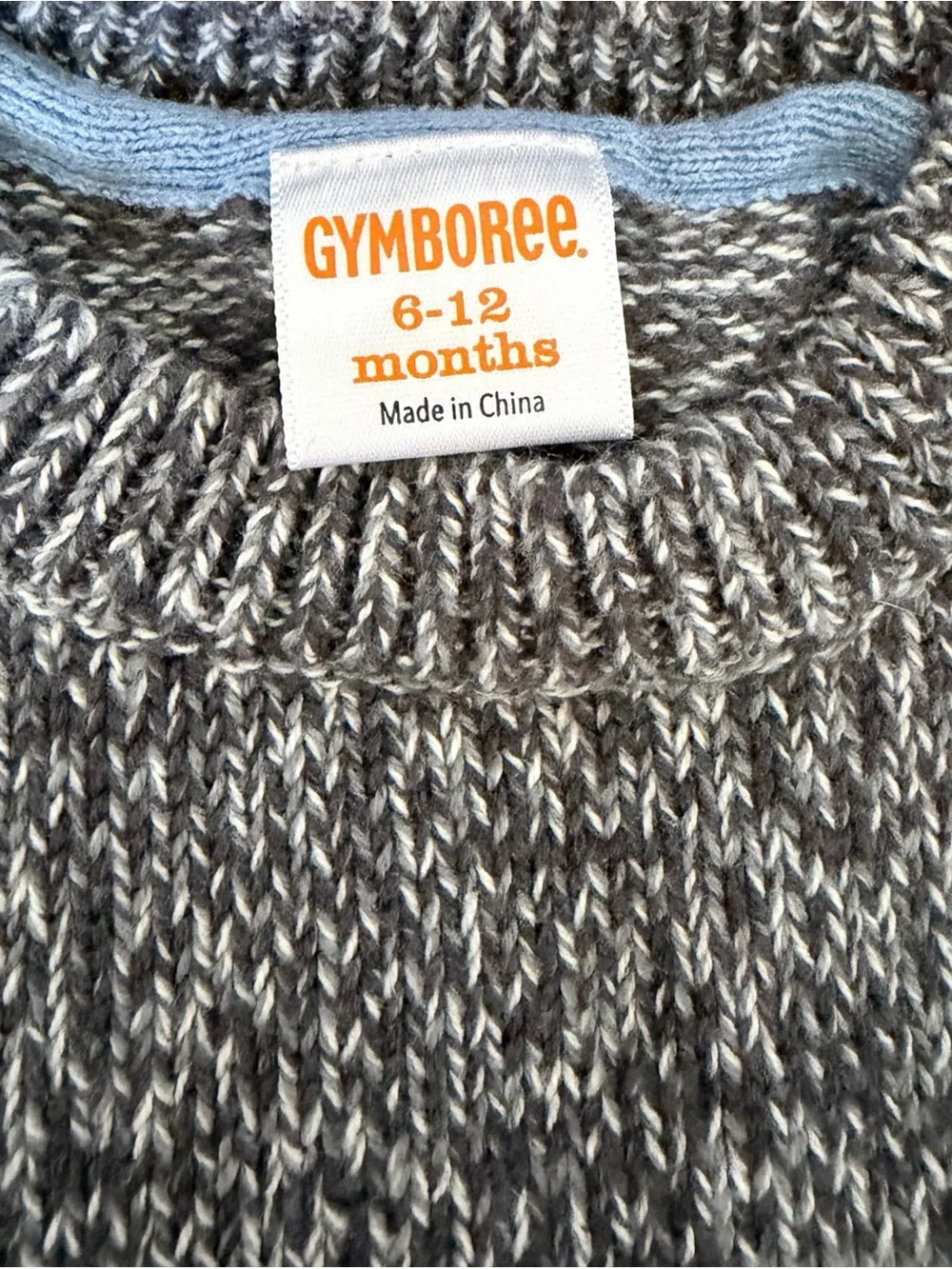 Gymboree Cream and Gray Bear Face Knit Sweater Sz 6-12 mo/month